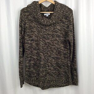 Great Northwest Indigo Women's Cowl Neck Sweater Size Large Brown Pullover Knit